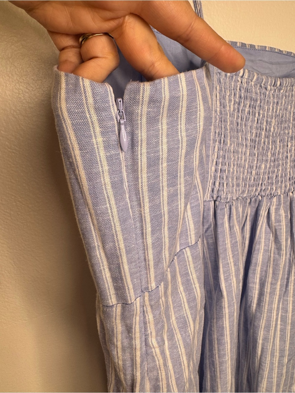 NWT GAP Light Blue & White Striped Linen Blend Maxi Dress - Picture 7 of 10